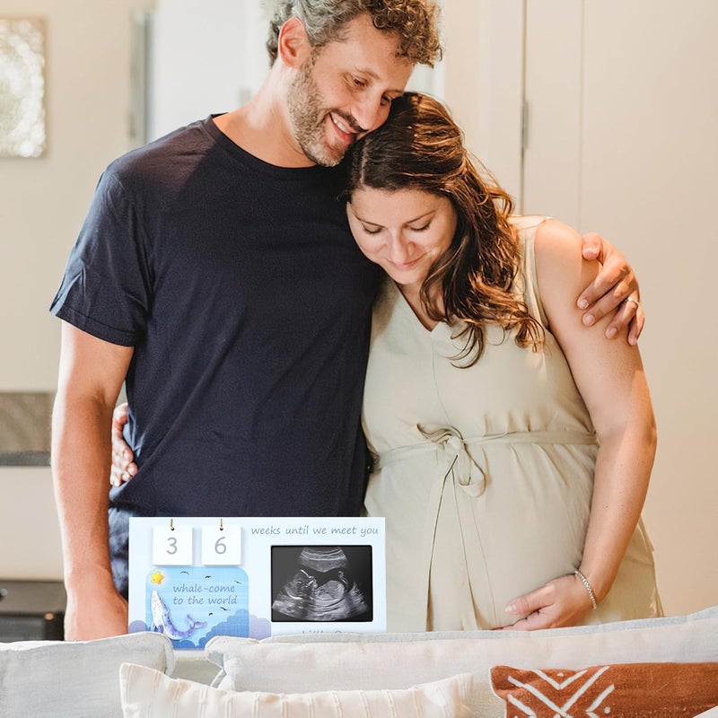 CypherX Baby Sonogram Picture Frame with Countdown Weeks 4"x3" Ultrasound Photo Frames - Pregnancy Announcement Gifts for Expecting Parents, Baby Announcement New Mom Gender Reveal Shower Gifts - Image 2